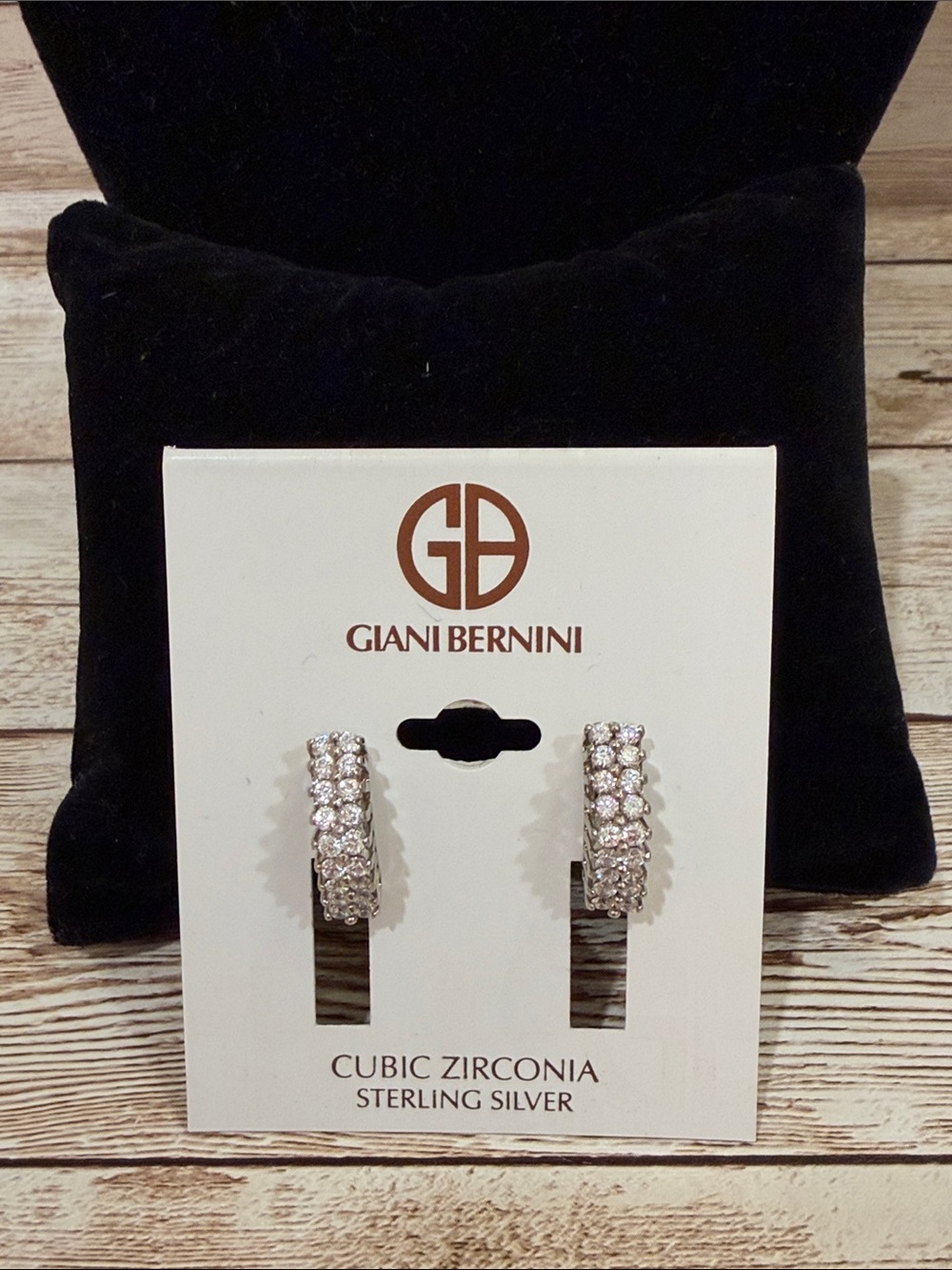 Giani Bernini Triple-Row Cubic Zirconia Clip Hoop Earrings - Silver NEW